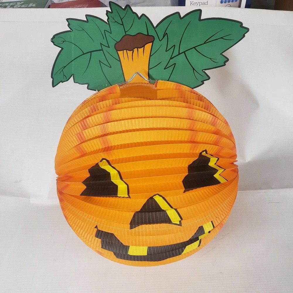 Vintage Halloween Accordion Pumpkin Paper Lantern B Shackman Co 12 inch